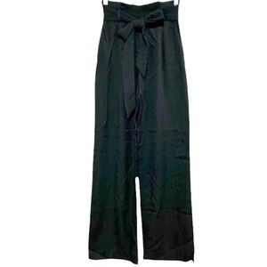 H&M High Waisted Tie Waist Black Pants Wide Legs Size 2